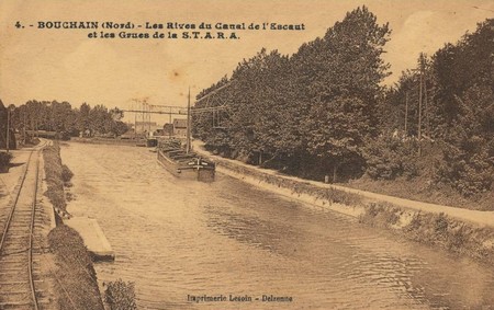Les rives de l'Escaut à Bouchain sur une carte postale ancienne