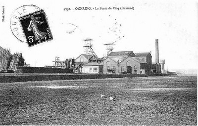la fosse cuvinot à onnaing vers 1900 sur une carte postale ancienne