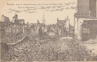 la rue du Bourdeau à Lille sur une carte postale ancienne