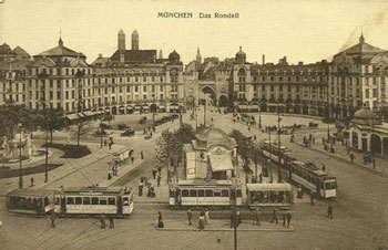 Das Rondell à Munich sur une carte postale ancienne