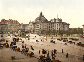 La Palais de Justice de Munich sur une carte postale ancienne