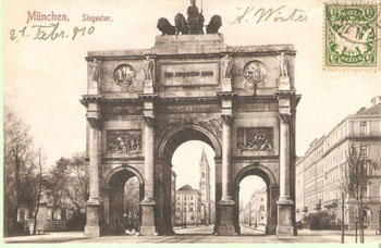 la porte de la victoire à Munich sur une carte postale ancienne