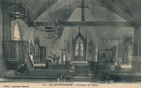 L'église de Sainte Austreberthe sur une carte postale ancienne